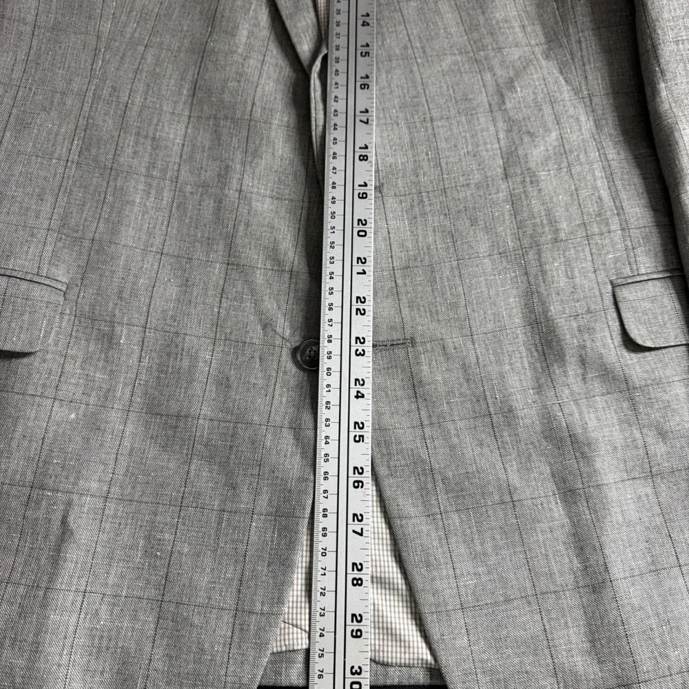 Jos‎ A Bank Tailored Fit Linen Wool Plaid Sport Coat Blazer Mens 46R